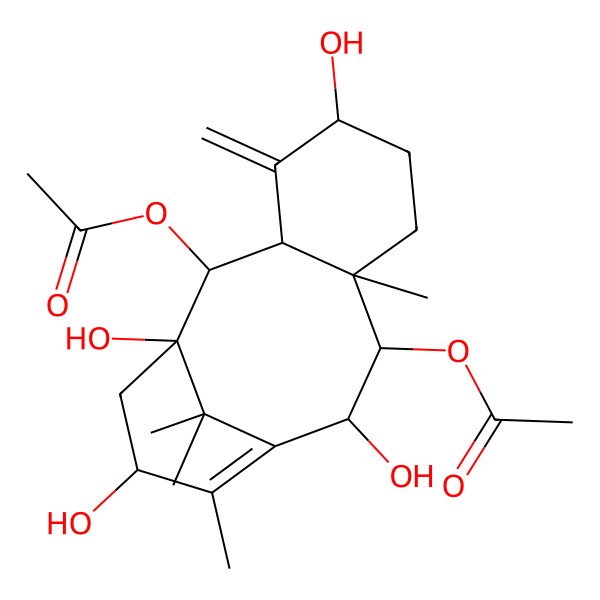 2D Structure of [(1S,2S,3R,5S,8R,9R,10R,13S)-9-acetyloxy-1,5,10,13-tetrahydroxy-8,12,15,15-tetramethyl-4-methylidene-2-tricyclo[9.3.1.03,8]pentadec-11-enyl] acetate