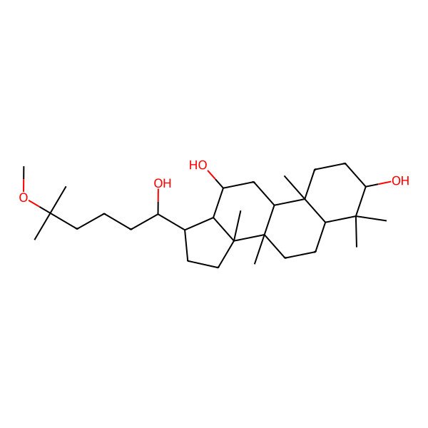2D Structure of (3S,5R,8R,9R,10R,12R,13R,14R,17S)-17-[(1R)-1-hydroxy-5-methoxy-5-methylhexyl]-4,4,8,10,14-pentamethyl-2,3,5,6,7,9,11,12,13,15,16,17-dodecahydro-1H-cyclopenta[a]phenanthrene-3,12-diol