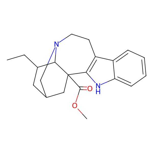 2D Structure of methyl (1R,15R,17S,18S)-17-ethyl-3,13-diazapentacyclo[13.3.1.02,10.04,9.013,18]nonadeca-2(10),4,6,8-tetraene-1-carboxylate