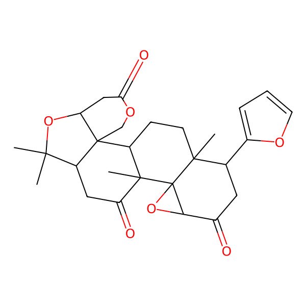 2D Structure of (1R,2R,7R,10R,13R,14R,16S,19R,20S)-19-(furan-2-yl)-9,9,13,20-tetramethyl-4,8,15-trioxahexacyclo[11.9.0.02,7.02,10.014,16.014,20]docosane-5,12,17-trione