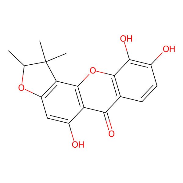 2D Structure of 5,9,10-trihydroxy-1,1,2-trimethyl-2H-furo[2,3-c]xanthen-6-one