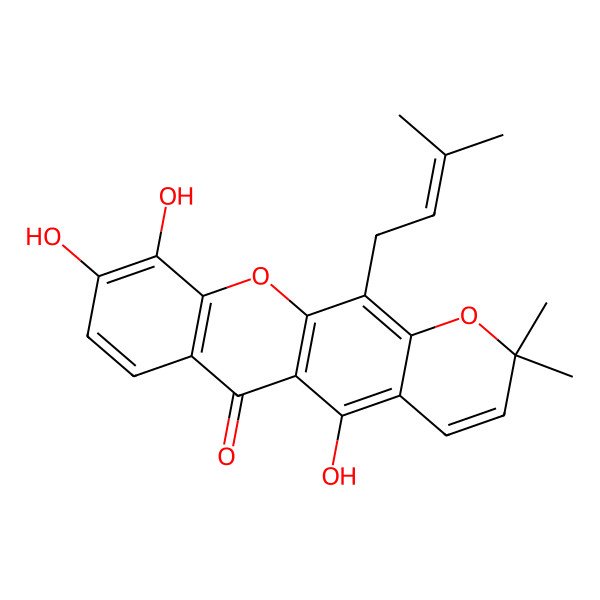 2D Structure of 5,9,10-Trihydroxy-2,2-dimethyl-12-(3-methylbut-2-enyl)pyrano[3,2-b]xanthen-6-one