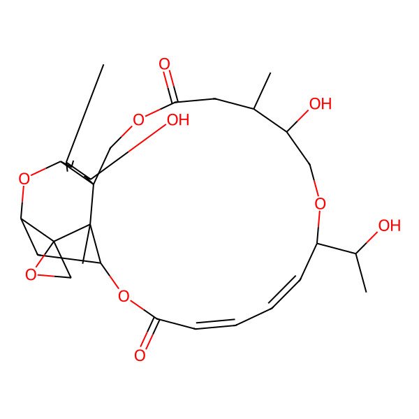 2D Structure of (20Z)-6,14-dihydroxy-17-(1-hydroxyethyl)-5,13,25-trimethylspiro[2,10,16,23-tetraoxatetracyclo[22.2.1.03,8.08,25]heptacosa-4,18,20-triene-26,2'-oxirane]-11,22-dione