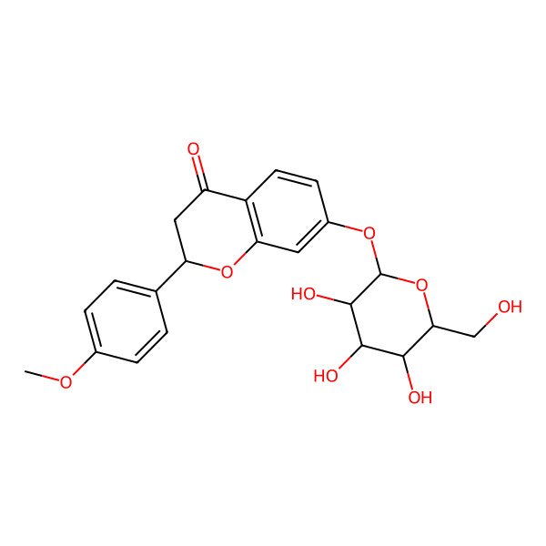 2D Structure of (2S)-2-(4-methoxyphenyl)-7-[(2S,3R,4S,5S,6R)-3,4,5-trihydroxy-6-(hydroxymethyl)oxan-2-yl]oxy-2,3-dihydrochromen-4-one