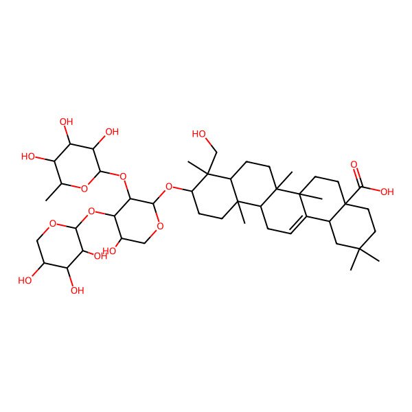 2D Structure of 3beta-(2-O-alpha-L-Rhamnopyranosyl-3-O-beta-D-xylopyranosyl-alpha-L-arabinopyranosyloxy)-23-hydroxyoleana-12-ene-28-oic acid