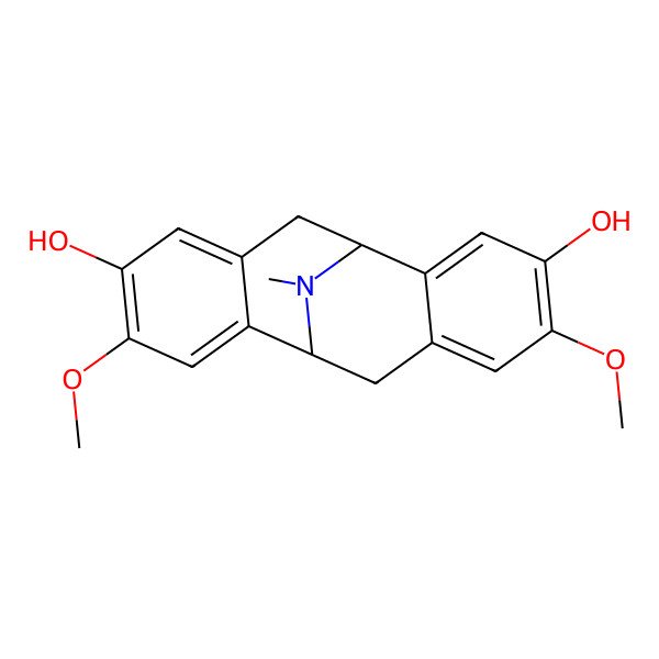 2D Structure of (1S)-5,12-dimethoxy-17-methyl-17-azatetracyclo[7.7.1.02,7.010,15]heptadeca-2,4,6,10,12,14-hexaene-4,13-diol