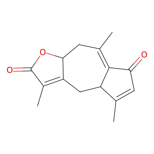 2D Structure of (5Alpha,8Alpha)-2-Oxo-1(10),3,7(11)-Guaiatrien-12,8-Olide 2D Structure of (5Alpha,8Alpha)-2-Oxo-1(10),3,7(11)-Guaiatrien-12,8-Olide