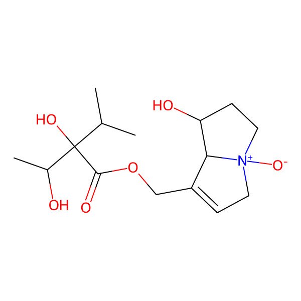 2D Structure of [(7S)-7-hydroxy-4-oxido-5,6,7,8-tetrahydro-3H-pyrrolizin-4-ium-1-yl]methyl 2-hydroxy-2-(1-hydroxyethyl)-3-methylbutanoate