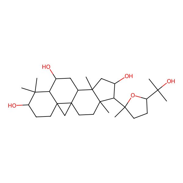 2D Structure of (6S,9S,11S,12S,14S,15R,16R)-15-[(2S,5R)-5-(2-hydroxypropan-2-yl)-2-methyloxolan-2-yl]-7,7,12,16-tetramethylpentacyclo[9.7.0.01,3.03,8.012,16]octadecane-6,9,14-triol