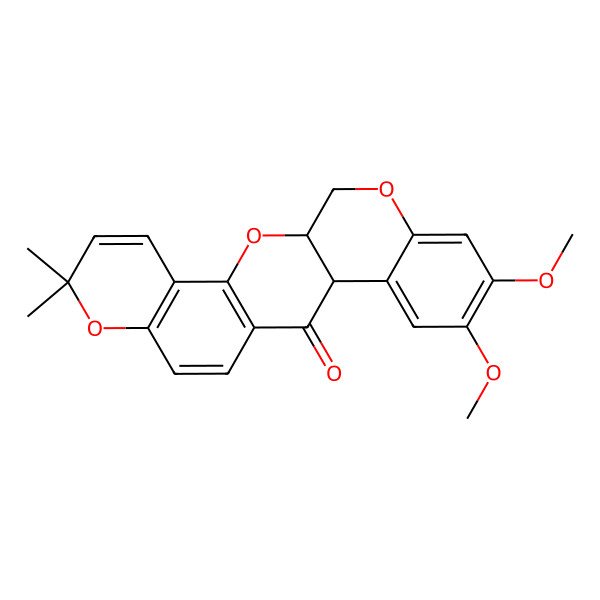 2D Structure of rel-(7aR,13aR)-9,10-Dimethoxy-3,3-dimethyl-13,13a-dihydro-3H-pyrano[2,3-c:6,5-f']dichromen-7(7aH)-one