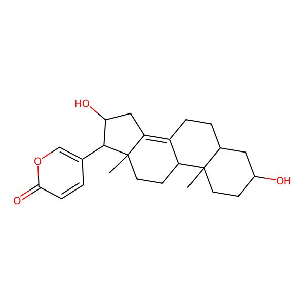 2D Structure of 5beta-Bufa-8(14),20,22-trienolide-3beta,16beta-diol