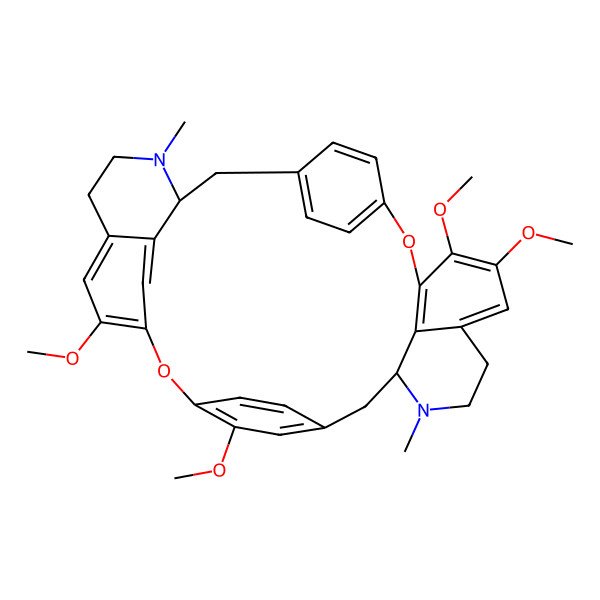 2D Structure of 9,10,20,24-Tetramethoxy-15,29-dimethyl-7,22-dioxa-15,29-diazaheptacyclo[21.6.2.23,6.218,21.18,12.026,30.016,34]hexatriaconta-3(36),4,6(35),8(34),9,11,18,20,23,25,30,32-dodecaene