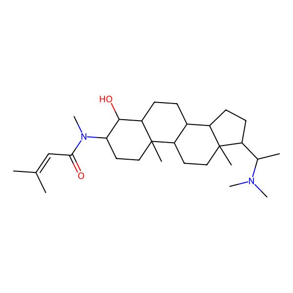 2D Structure of N-[(4R,10R,13S)-17-[1-(dimethylamino)ethyl]-4-hydroxy-10,13-dimethyl-2,3,4,5,6,7,8,9,11,12,14,15,16,17-tetradecahydro-1H-cyclopenta[a]phenanthren-3-yl]-N,3-dimethylbut-2-enamide
