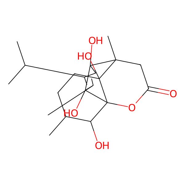 2D Structure of (1R,2R,6R,7R,8S,11S,12R)-2,6,8,12-tetrahydroxy-3,7,11-trimethyl-4-propan-2-yl-13-oxatetracyclo[5.5.3.01,8.02,6]pentadec-3-en-14-one