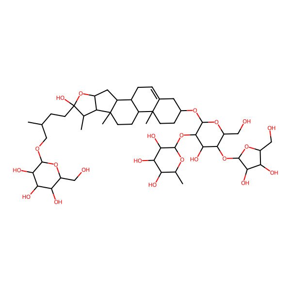 2D Structure of (2S,3R,4R,5R,6S)-2-[(2R,3R,4S,5S,6R)-5-[(2S,3R,4R,5S)-3,4-dihydroxy-5-(hydroxymethyl)oxolan-2-yl]oxy-4-hydroxy-6-(hydroxymethyl)-2-[[(1S,2S,4S,7S,8R,9S,12S,13R,16S)-6-hydroxy-7,9,13-trimethyl-6-[(3S)-3-methyl-4-[(2R,3R,4S,5S,6R)-3,4,5-trihydroxy-6-(hydroxymethyl)oxan-2-yl]oxybutyl]-5-oxapentacyclo[10.8.0.02,9.04,8.013,18]icos-18-en-16-yl]oxy]oxan-3-yl]oxy-6-methyloxane-3,4,5-triol