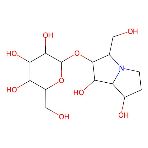 2D Structure of (1S,7abeta)-Hexahydro-2alpha-[(beta-D-glucopyranosyl)oxy]-3beta-(hydroxymethyl)-1H-pyrrolizine-1alpha,7alpha-diol