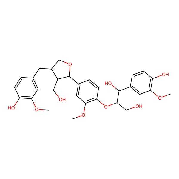2D Structure of (1S,2S)-1-(4-hydroxy-3-methoxyphenyl)-2-[4-[(2S,3R,4R)-4-[(4-hydroxy-3-methoxyphenyl)methyl]-3-(hydroxymethyl)oxolan-2-yl]-2-methoxyphenoxy]propane-1,3-diol