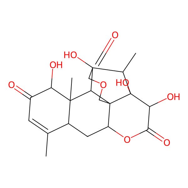 2D Structure of (1R,5S,6S,7R,8R,11R,13S,17S,18S,19R)-5,7,8,17-tetrahydroxy-6,14,18-trimethyl-3,10-dioxapentacyclo[9.8.0.01,7.05,19.013,18]nonadec-14-ene-4,9,16-trione