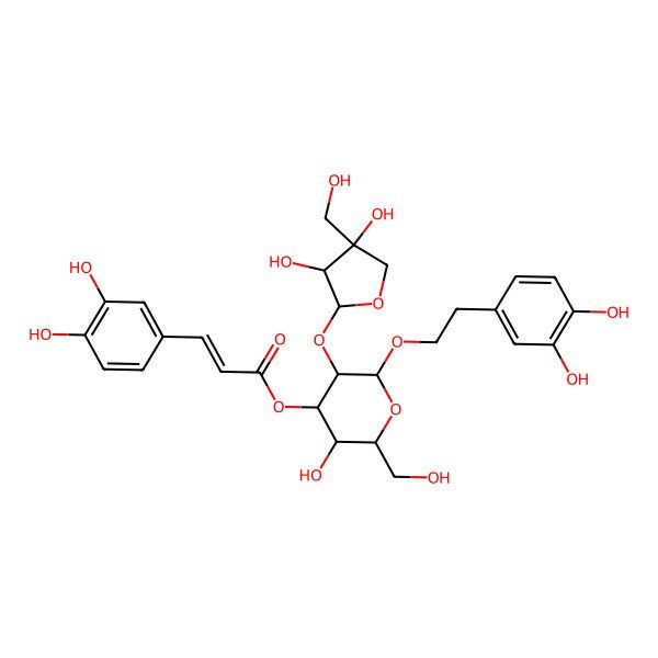 2D Structure of Beta-(3,4-Dihydroxyphenyl)Ethyl-3-O-E-Caffeoyl-O-[Beta-D-Apiofuranosyl-(1->2)]-Beta-D-Glucopyranoside