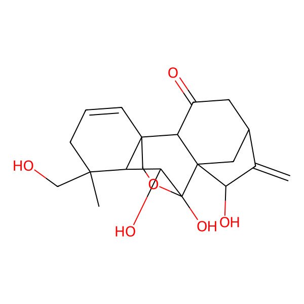 2D Structure of (1S,2S,5S,7R,8S,9S,10S,11R,12R)-7,9,10-trihydroxy-12-(hydroxymethyl)-12-methyl-6-methylidene-17-oxapentacyclo[7.6.2.15,8.01,11.02,8]octadec-14-en-3-one