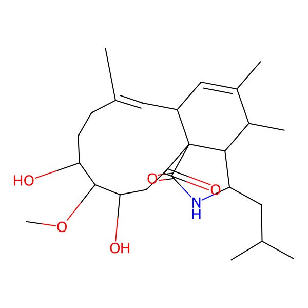 2D Structure of (1S,4S,5S,6S,9E,11S,14S,15R,16S)-4,6-dihydroxy-5-methoxy-9,13,14-trimethyl-16-(2-methylpropyl)-17-azatricyclo[9.7.0.01,15]octadeca-9,12-diene-2,18-dione