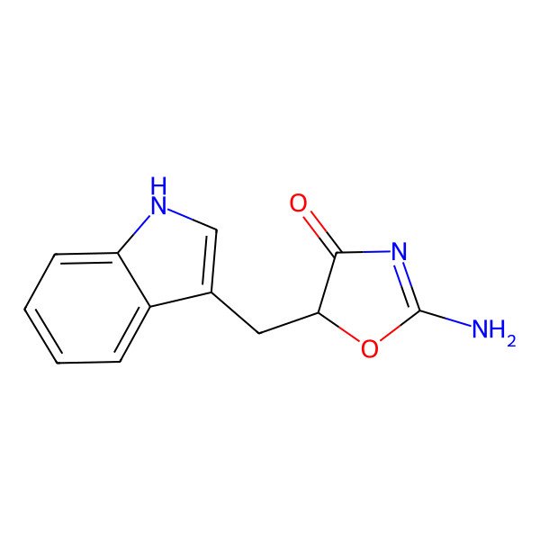2D Structure of (5R)-2-Amino-5-(1H-indol-3-ylmethyl)-1,3-oxazol-4-one