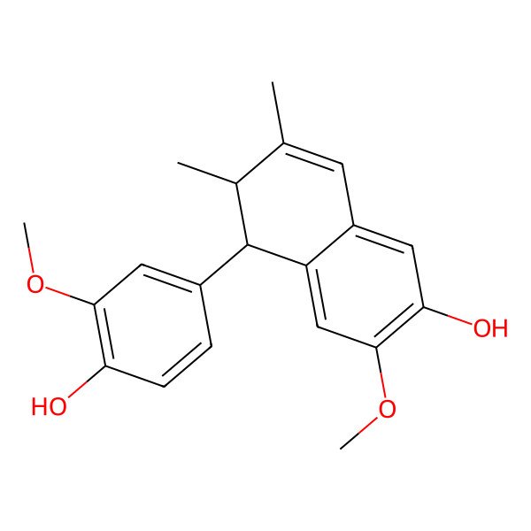 2D Structure of (5R,6S)-5-(4-hydroxy-3-methoxyphenyl)-3-methoxy-6,7-dimethyl-5,6-dihydronaphthalen-2-ol 2D Structure of (5R,6S)-5-(4-hydroxy-3-methoxyphenyl)-3-methoxy-6,7-dimethyl-5,6-dihydronaphthalen-2-ol