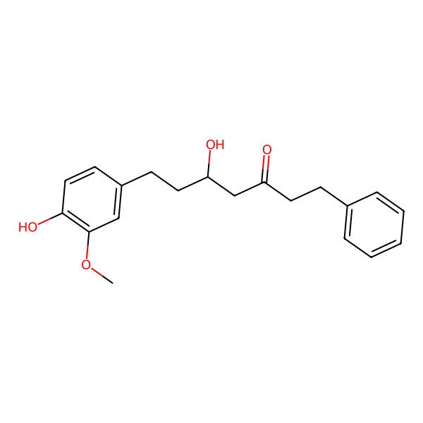 2D Structure of (5R)-5-hydroxy-7-(4-hydroxy-3-methoxyphenyl)-1-phenylheptan-3-one