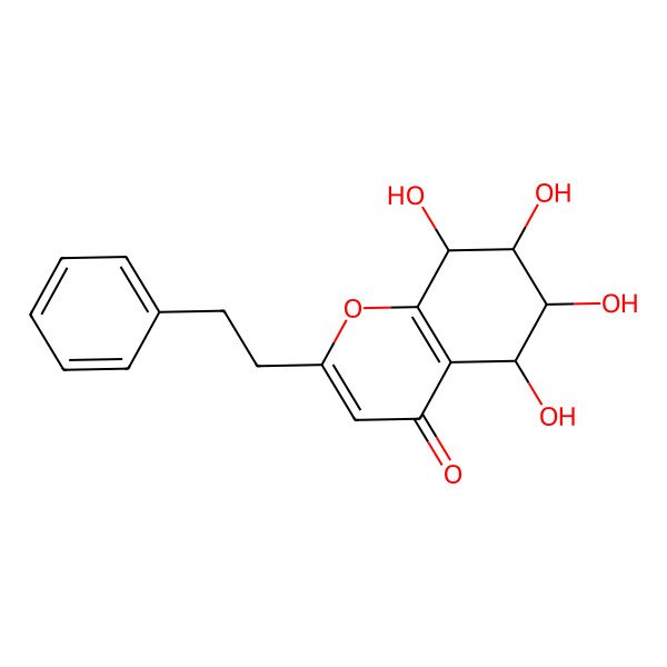 2D Structure of (5R,6R,8R)-5,6,7,8-tetrahydroxy-2-(2-phenylethyl)-5,6,7,8-tetrahydrochromen-4-one