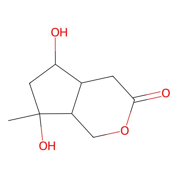 2D Structure of (5R,7S)-5,7-dihydroxy-7-methyl-1,4,4a,5,6,7a-hexahydrocyclopenta[c]pyran-3-one