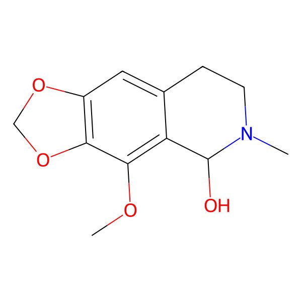 2D Structure of (5S)-4-methoxy-6-methyl-7,8-dihydro-5H-[1,3]dioxolo[4,5-g]isoquinolin-5-ol