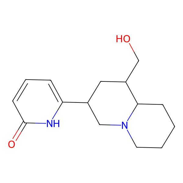 2D Structure of 6-[1-(hydroxymethyl)-2,3,4,6,7,8,9,9a-octahydro-1H-quinolizin-3-yl]-1H-pyridin-2-one