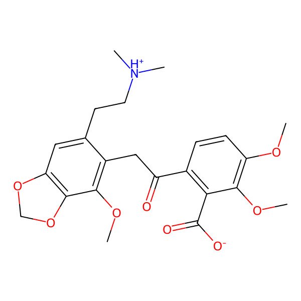 2D Structure of 6-[2-[6-[2-(Dimethylazaniumyl)ethyl]-4-methoxy-1,3-benzodioxol-5-yl]acetyl]-2,3-dimethoxybenzoate