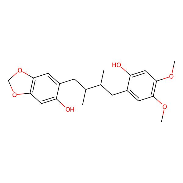 2D Structure of 6-[(2R,3S)-4-(2-hydroxy-4,5-dimethoxyphenyl)-2,3-dimethylbutyl]-1,3-benzodioxol-5-ol