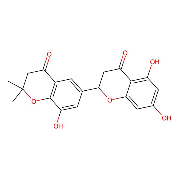 2D Structure of 6-[(2S)-5,7-dihydroxy-4-oxo-2,3-dihydrochromen-2-yl]-8-hydroxy-2,2-dimethyl-3H-chromen-4-one