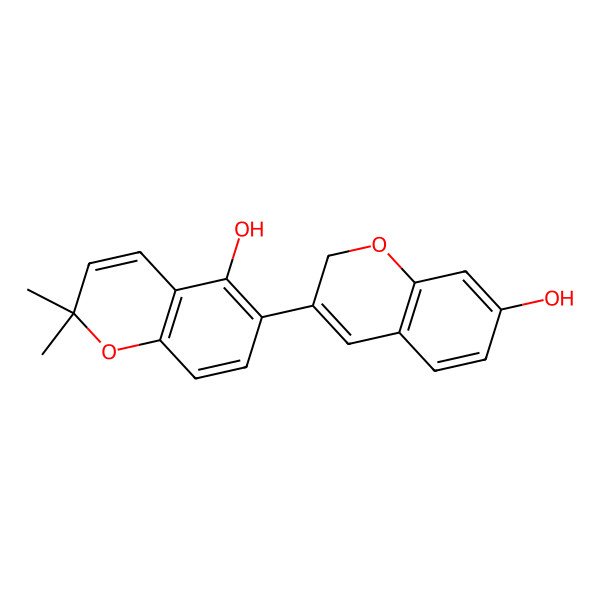 2D Structure of 6-(7-hydroxy-2H-chromen-3-yl)-2,2-dimethylchromen-5-ol