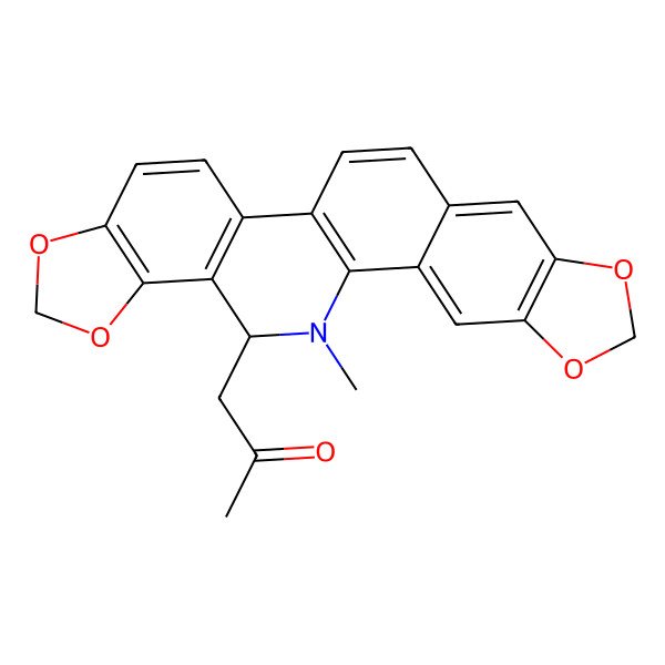 2D Structure of 1-[(23S)-24-methyl-5,7,18,20-tetraoxa-24-azahexacyclo[11.11.0.02,10.04,8.014,22.017,21]tetracosa-1(13),2,4(8),9,11,14(22),15,17(21)-octaen-23-yl]propan-2-one