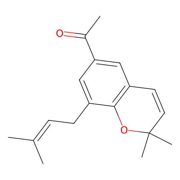 2D Structure of 6-Acetyl-2,2-dimethyl-8-(3-methyl-2-butenyl)-2H-1-benzopyran
