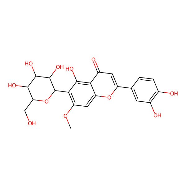 2D Structure of 6-beta-D-glucopyranosyl-3',4',5-trihydroxy-7-methoxyflavone 2D Structure of 6-beta-D-glucopyranosyl-3',4',5-trihydroxy-7-methoxyflavone