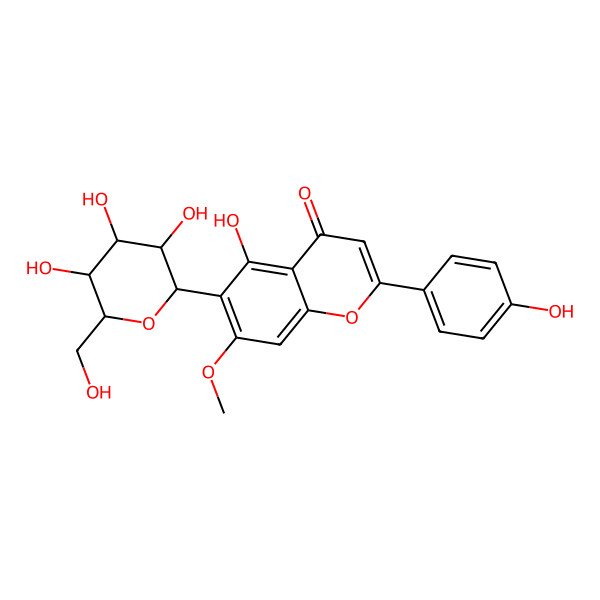 2D Structure of 6-beta-D-Glucopyranosyl-4',5-dihydroxy-7-methoxyflavone