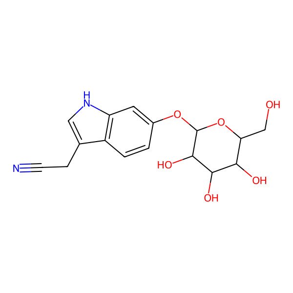 2D Structure of 6-(beta-D-Glucopyranosyloxy)-1H-indole-3-acetonitrile 2D Structure of 6-(beta-D-Glucopyranosyloxy)-1H-indole-3-acetonitrile
