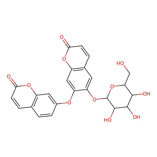 2D Structure of 6-(beta-D-Glucopyranosyloxy)-7-[(2-oxo-2H-1-benzopyran-7-yl)oxy]-2H-1-benzopyran-2-one