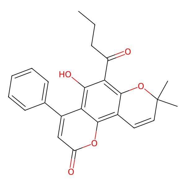 2D Structure of 6-Butyryl-5-hydroxy-4-phenylseselin