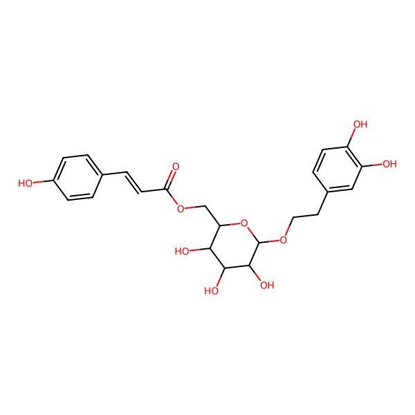 2D Structure of 6'-coumaroyl-1'-O-[2-(3,4-dihydroxyphenyl)ethyl]-beta-D-glucopyranoside