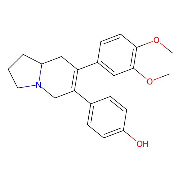 2D Structure of 4-[(8aR)-7-(3,4-dimethoxyphenyl)-1,2,3,5,8,8a-hexahydroindolizin-6-yl]phenol