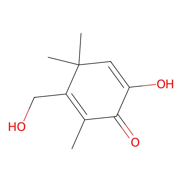 2D Structure of 6-Hydroxy-3-(hydroxymethyl)-2,4,4-trimethylcyclohexa-2,5-dien-1-one