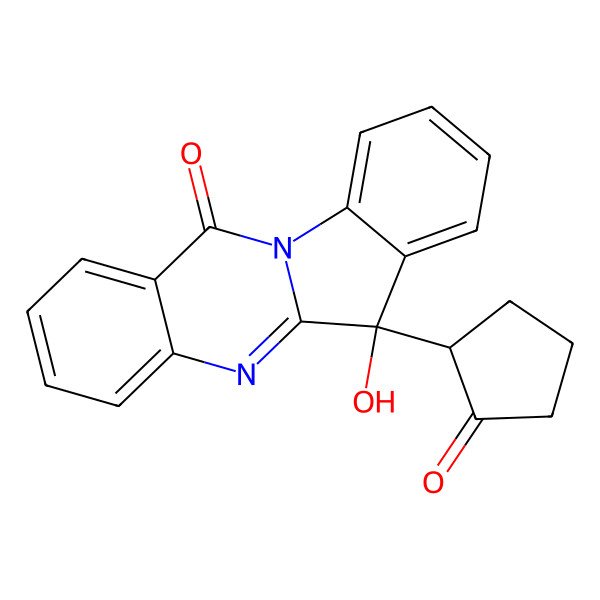 2D Structure of 6-Hydroxy-6-(2-oxocyclopentyl)indolo[2,1-b]-quinazolin-12-one
