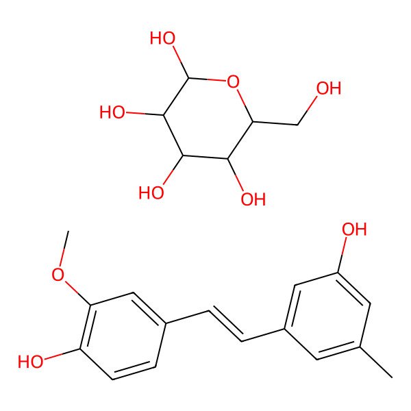 2D Structure of 6-(hydroxymethyl)oxane-2,3,4,5-tetrol;4-[2-(3-hydroxy-5-methylphenyl)ethenyl]-2-methoxyphenol