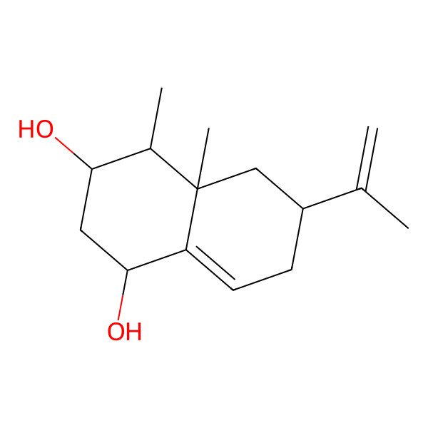 2D Structure of 6-isopropenyl-4,4a-dimethyl-2,3,4,5,6,7-hexahydro-1H-naphthalene-1,3-diol 2D Structure of 6-isopropenyl-4,4a-dimethyl-2,3,4,5,6,7-hexahydro-1H-naphthalene-1,3-diol