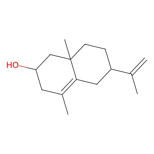 2D Structure of 6-Isopropenyl-4,8a-dimethyl-1,2,3,5,6,7,8,8a-octahydro-naphthalen-2-ol